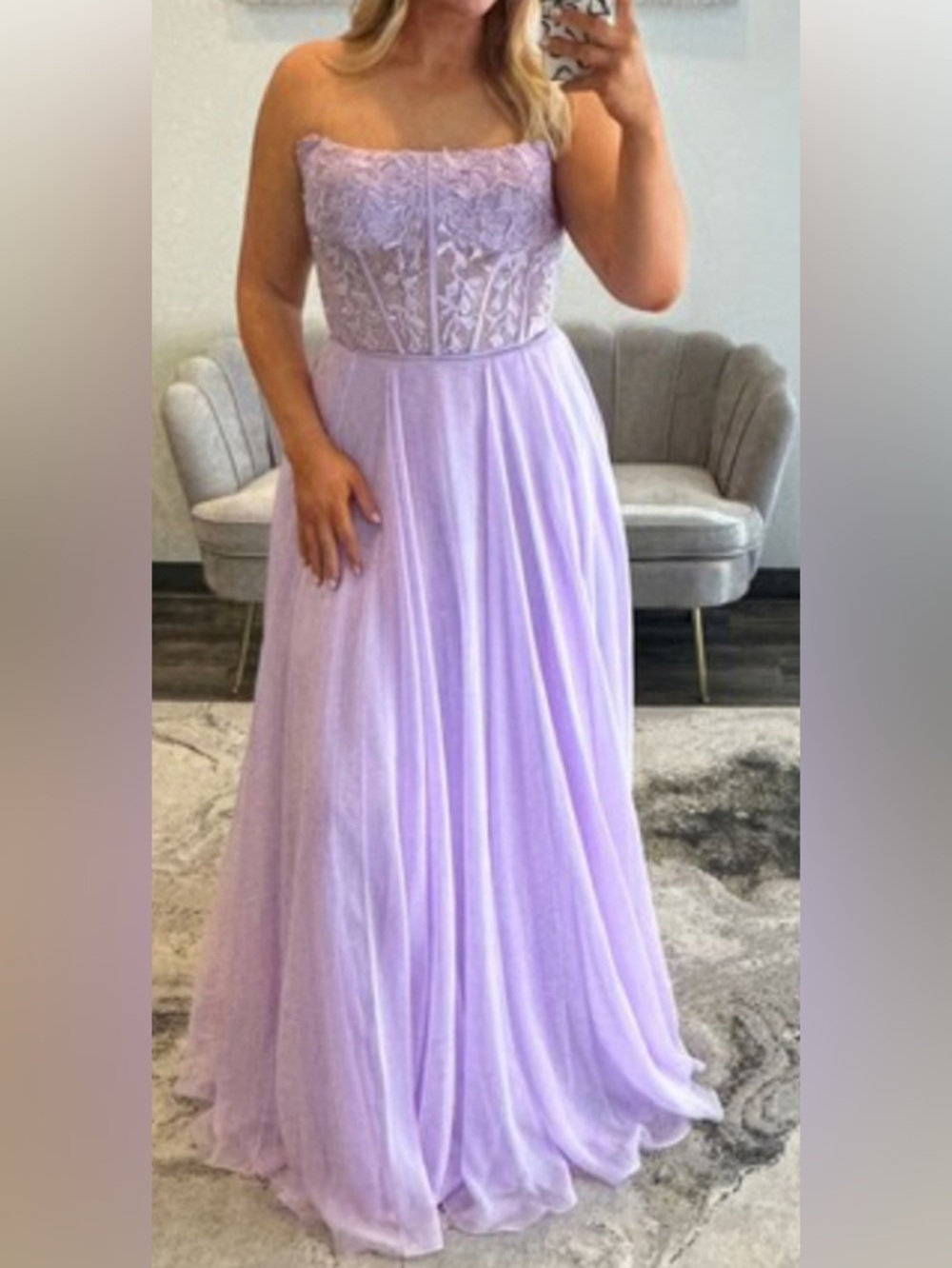 Sherri Hill Lilac Satin Corset Bodice Evening Gown Size 14
